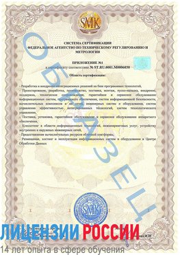 Образец сертификата соответствия (приложение) Юрюзань Сертификат ISO 27001